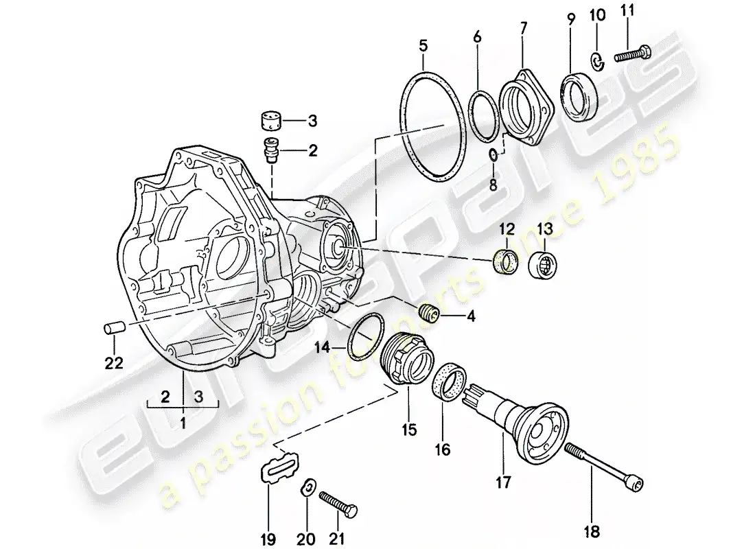 porsche 1986 (944) transmisión de repuesto - carcasa de impulsión final - para - transmisión automática diagrama de piezas