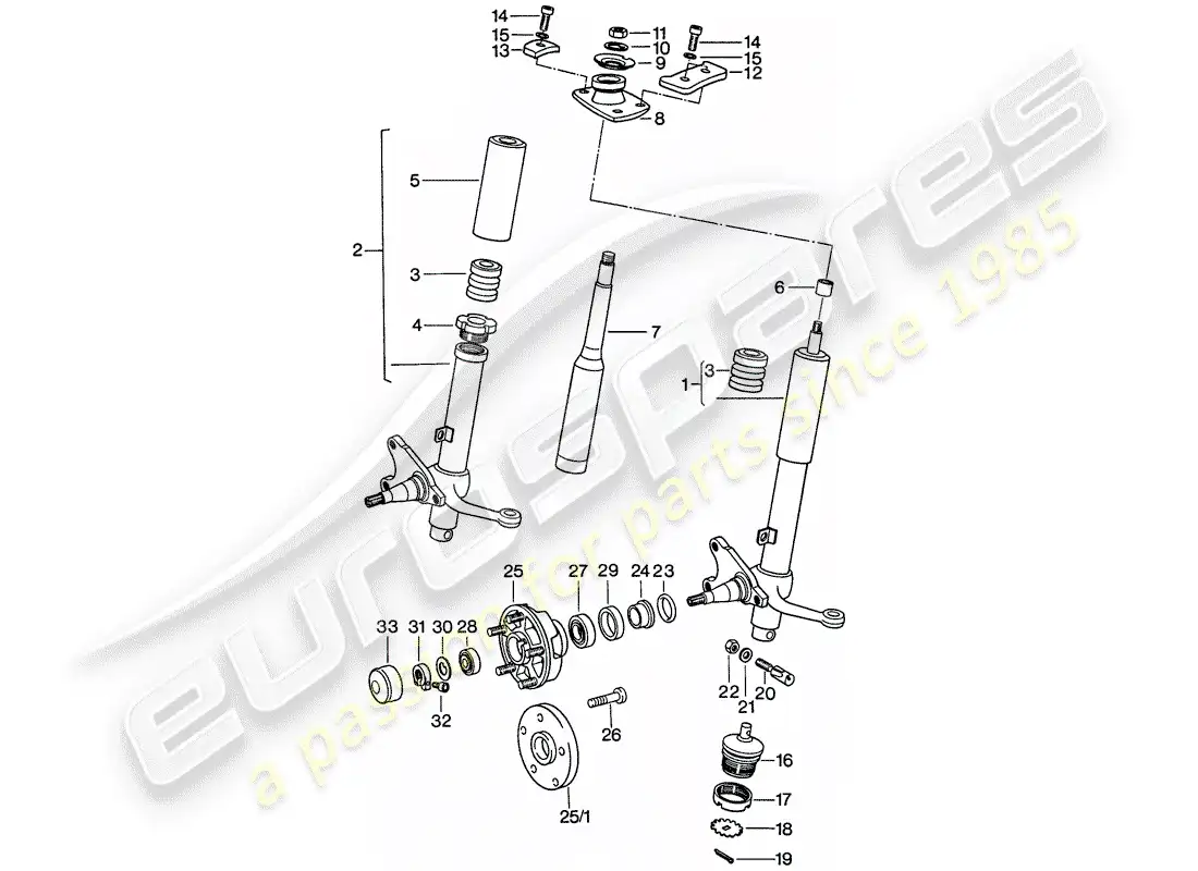 porsche 1975 (911) puntal amortiguador - lubricantes diagrama de piezas
