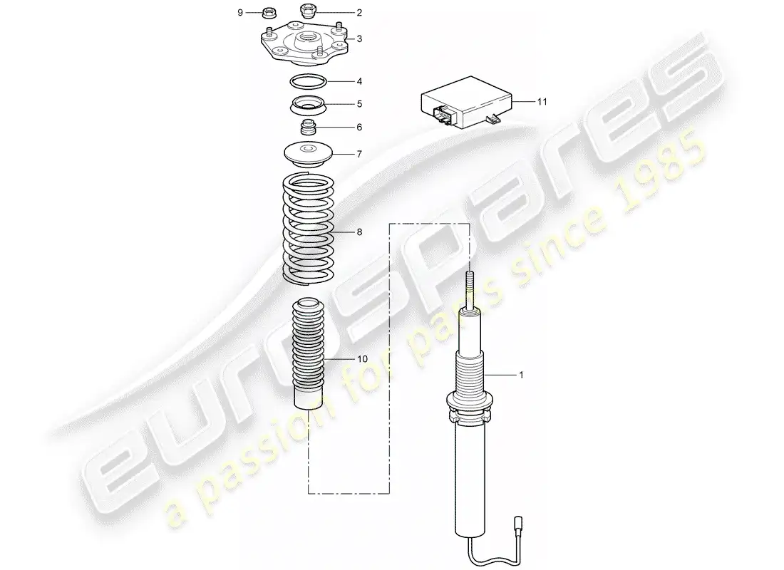 porsche 2008 (997-1 gt3) suspensión diagrama de piezas