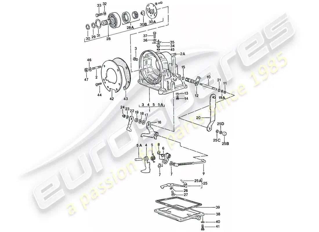 porsche 1986 (944) caja de transmisión - transmisión automática diagrama de piezas