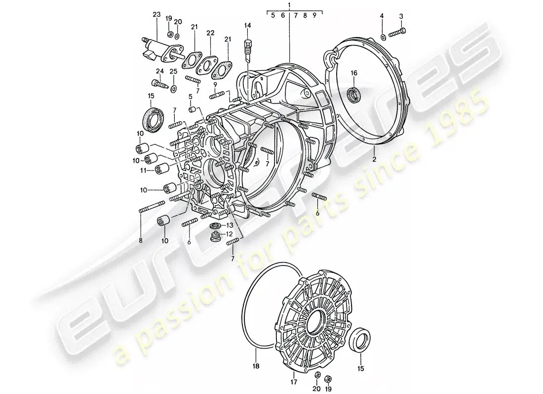 porsche 1988 (959) transmisión de reemplazo - caja de transmisión diagrama de piezas