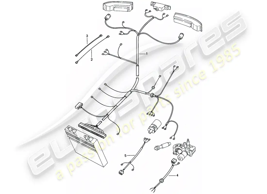 porsche 1984 (944) arneses de cableado - extremo trasero diagrama de piezas