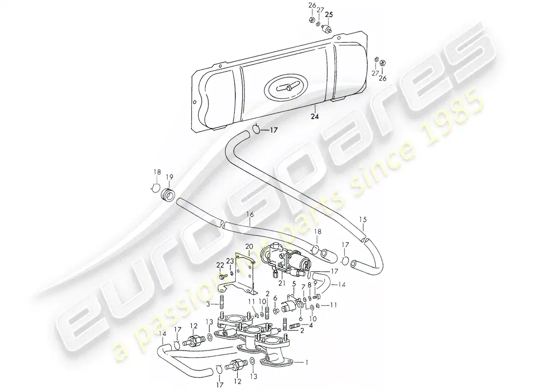 porsche 1972 (911) sistema de vacío - para - embrague liberación - d - mj 1972>> diagrama de piezas
