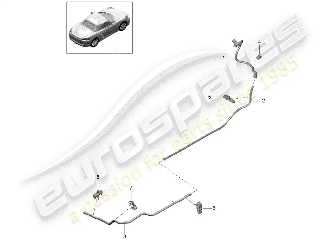porsche 2018 (718 boxster) línea de vacío diagrama de piezas