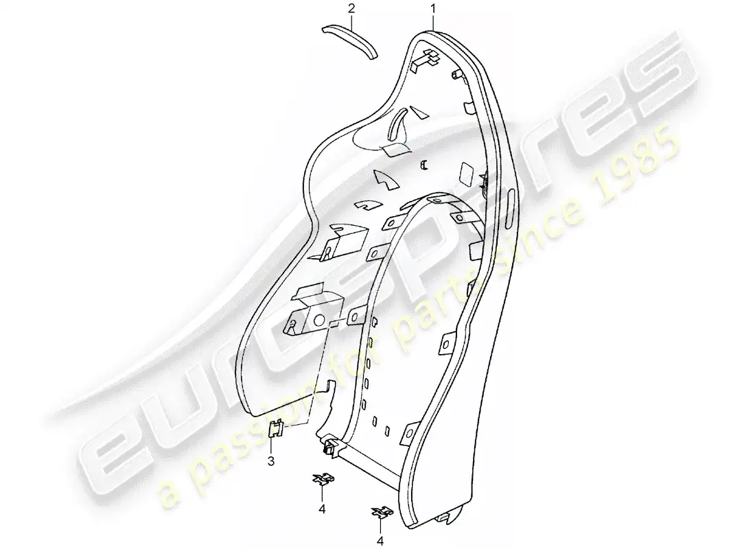 porsche 2003 (996 gt3) carcasa del respaldo - asiento deportivo diagrama de piezas