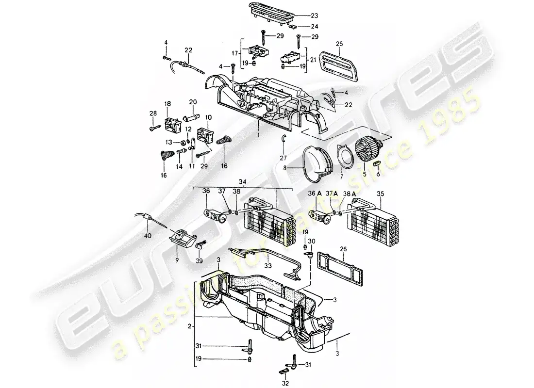 porsche 1994 (964) calentador - aire acondicionado - piezas individuales diagrama de piezas