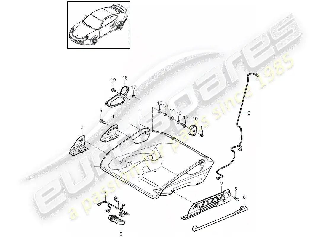porsche 2013 (997-2 turbo / gt2 rs) asiento diagrama de piezas