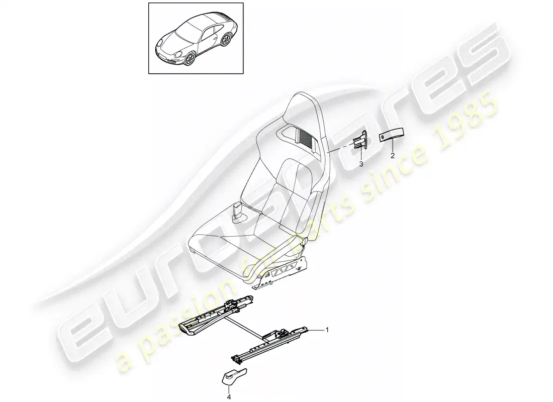 porsche 2009 (997-2) asiento diagrama de piezas