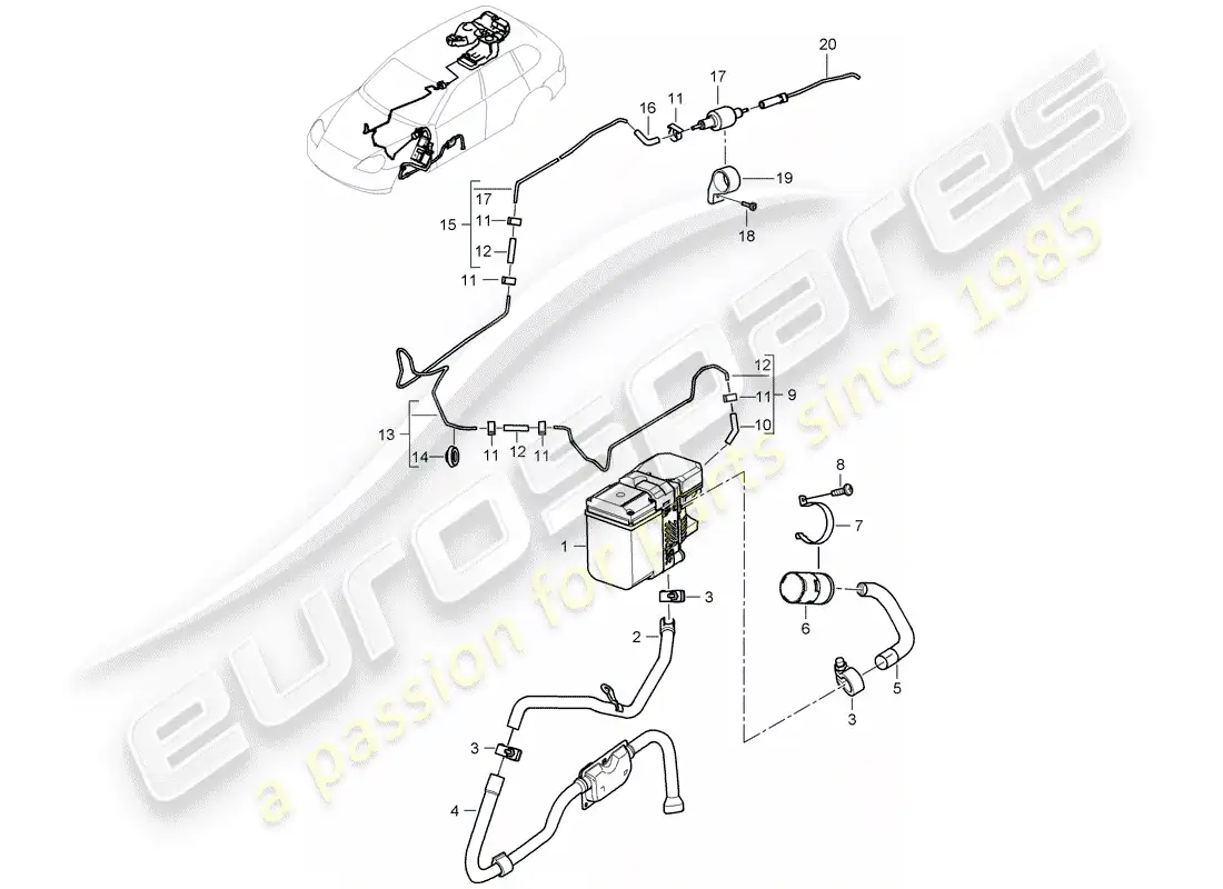 porsche 2005 (cayenne e1 9pa) calentador adicional diagrama de piezas