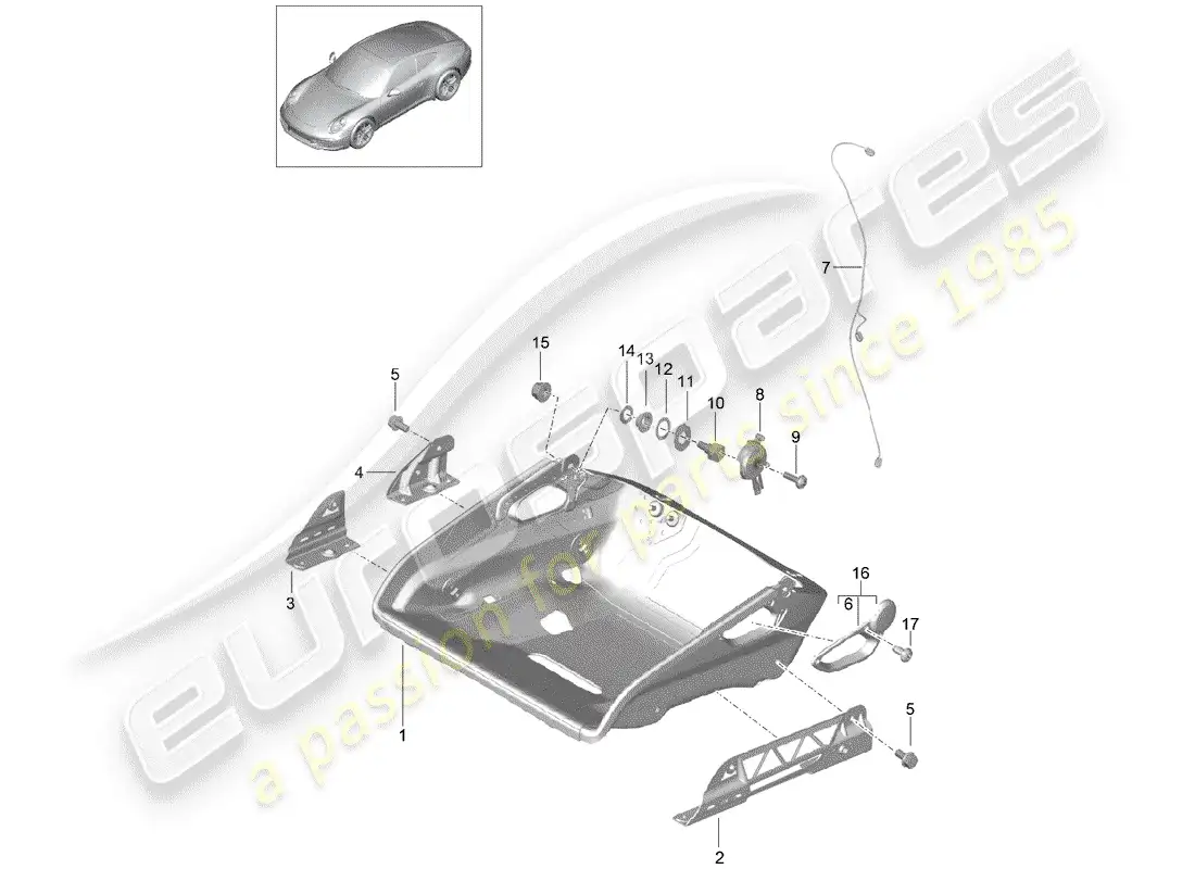 porsche 2014 (991-1) asiento diagrama de piezas