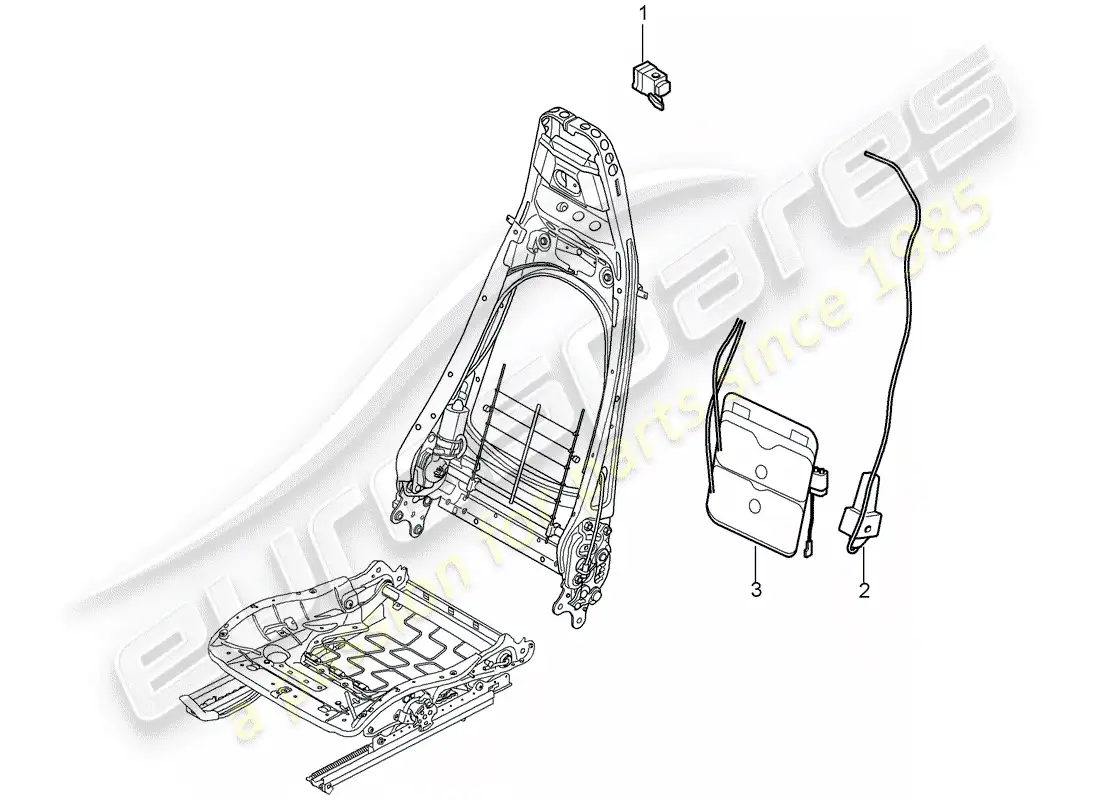 porsche 2007 (997-1 turbo / gt2) soporte lumbar diagrama de piezas