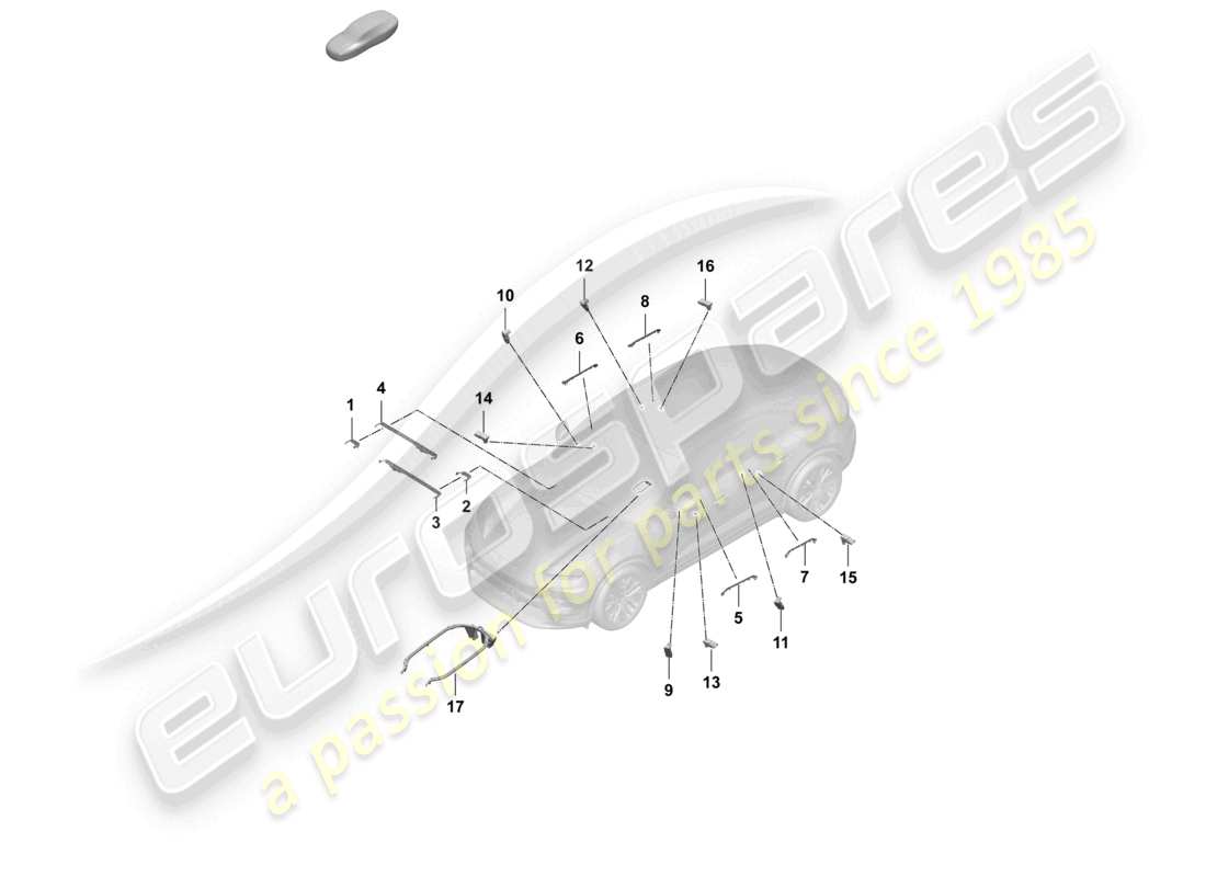 porsche 2025 (macan-e) conductor de fibra óptica de luz ambiental diagrama de piezas
