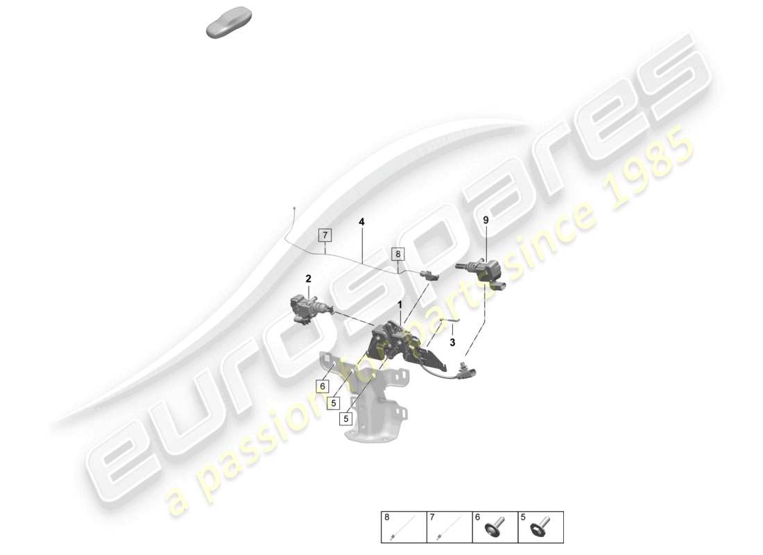 porsche 2025 (macan-e) accesorios de cerradura frontal de cubierta diagrama de piezas