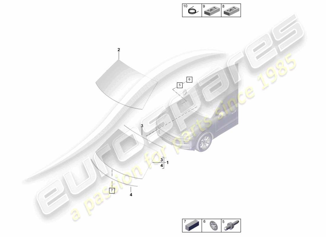 porsche 2025 (cayenne e3 pa) parabrisas diagrama de piezas