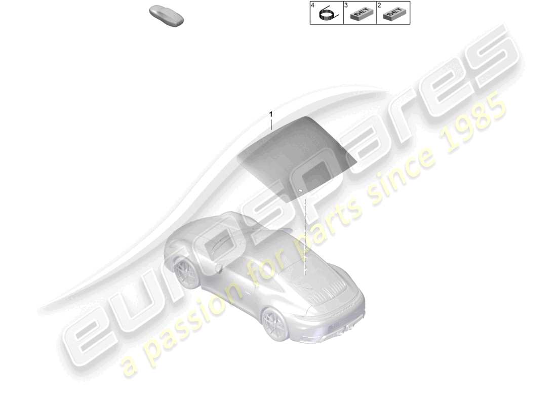 porsche 2026 (992-2 gt3) diagrama de piezas de la ventana trasera