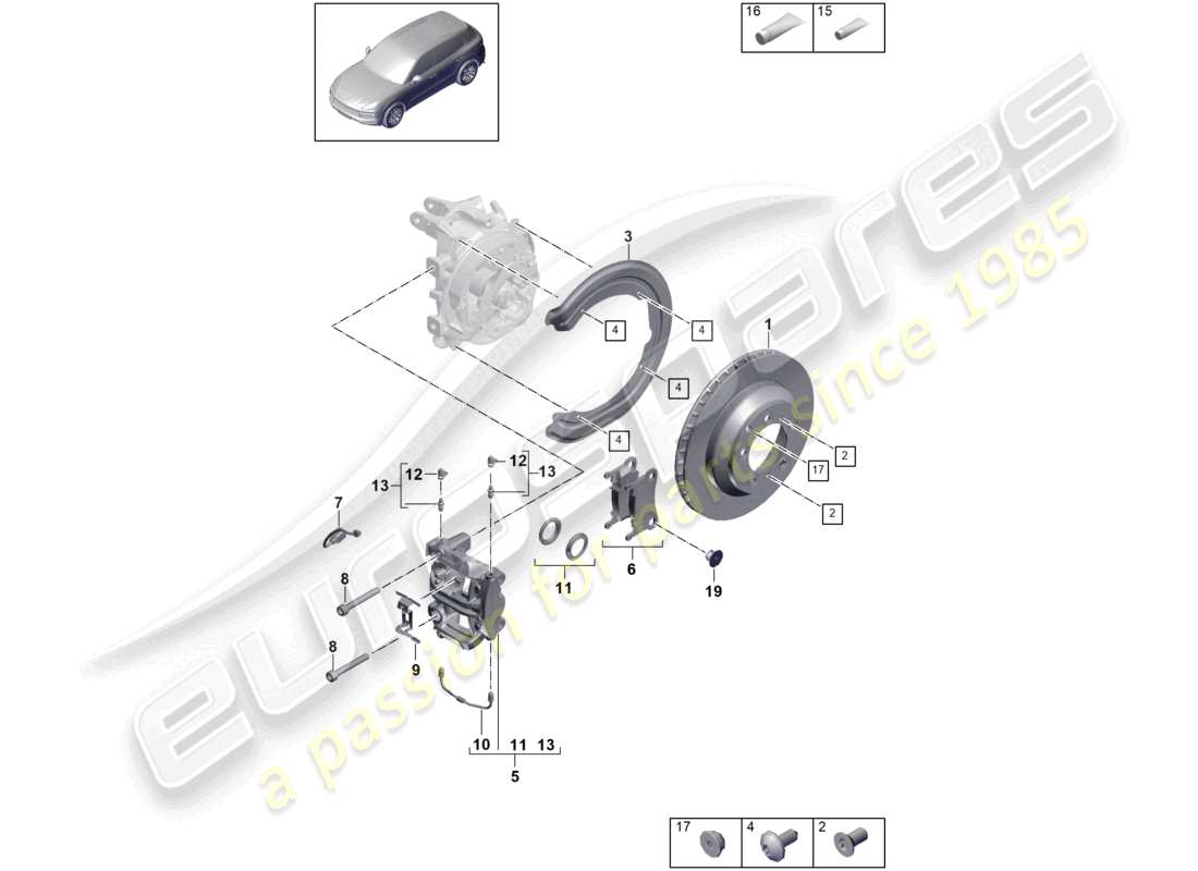 porsche 2022 (cayenne e3 9ya/9yb) freno de disco 18 eje trasero d >>- 16.08.2020 tab052631 diagrama de piezas