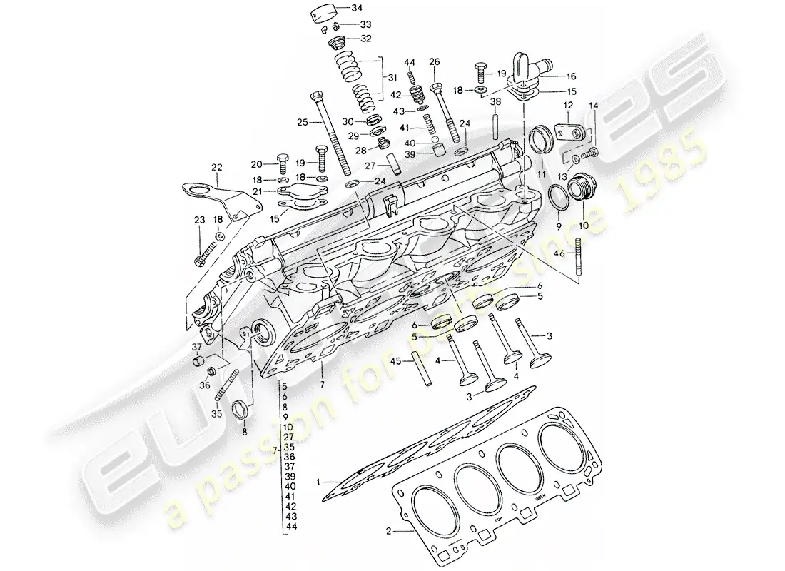 porsche 1993 (928) culata - juego de reparación para mantenimiento - ver ilustración: diagrama de piezas