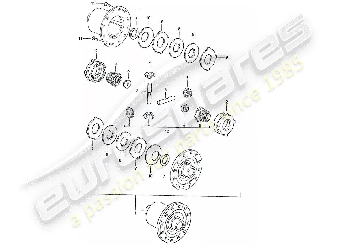 porsche 1989 (928) caja de cambios manual - diferencial de deslizamiento limitado - d >> - mj 1989 diagrama de piezas
