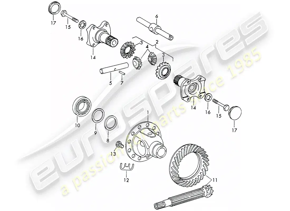 porsche 1965 (911/912) diferencial - - d >> - mj 1967 diagrama de piezas