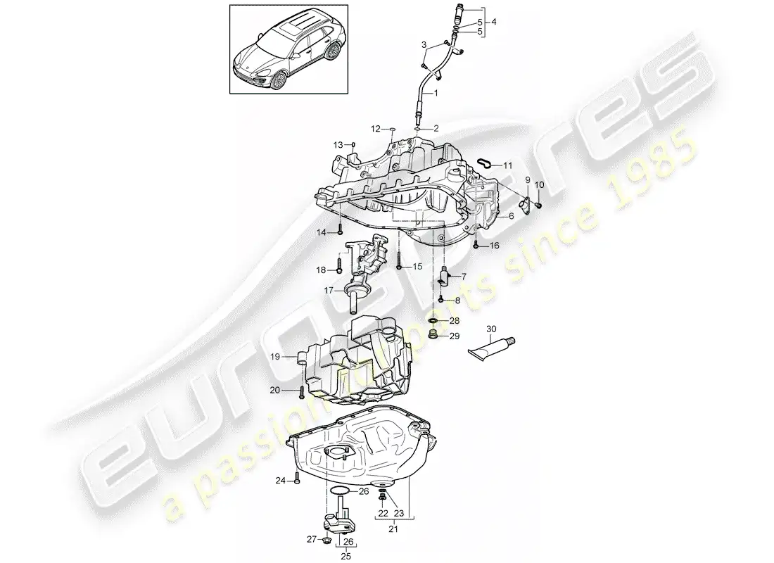 porsche 2011 (cayenne e2 92a) oil-conducting housing diagrama de piezas
