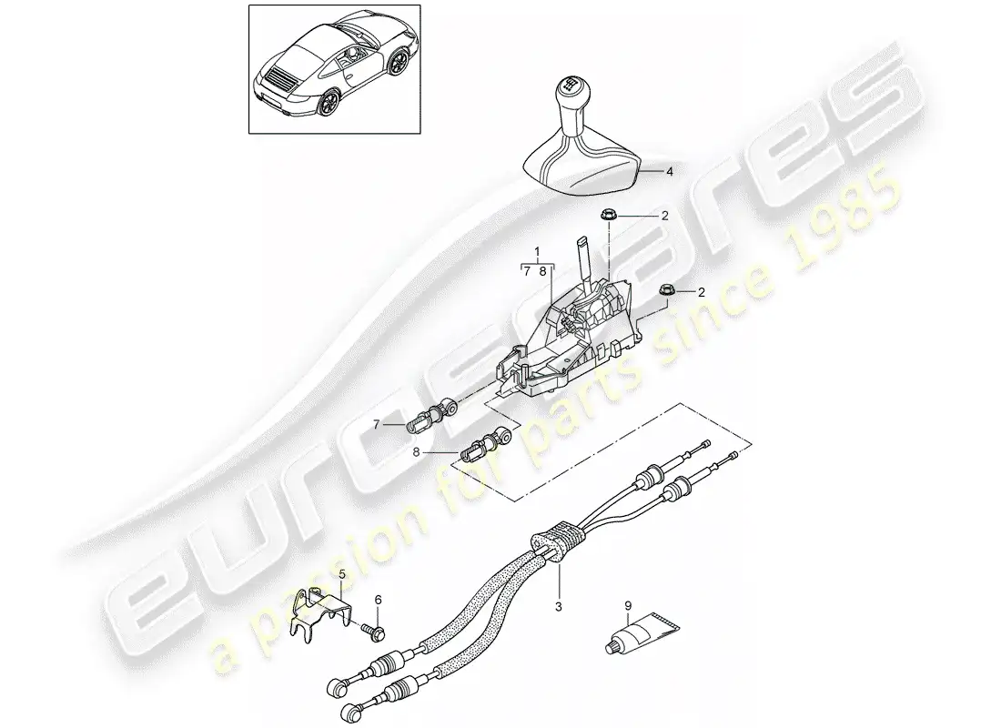 porsche 2009 (997-2) control de transmisión diagrama de piezas