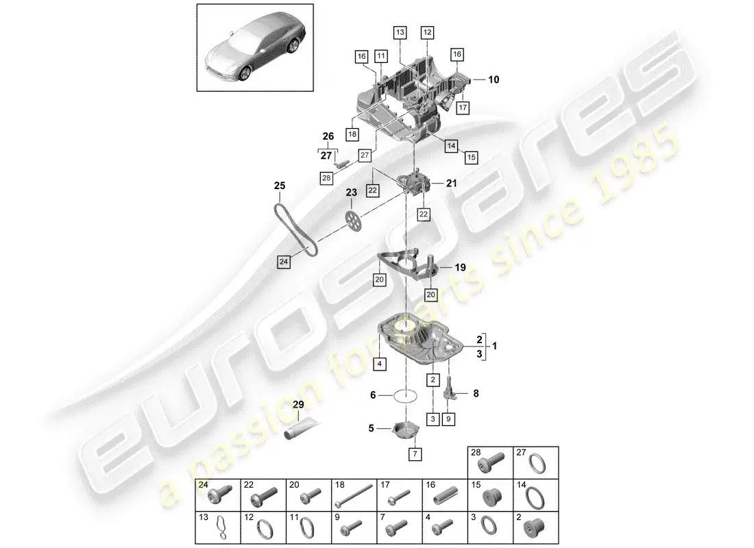 porsche 2017 (panamera 971-1) diagrama de piezas de la carcasa conductora de aceite