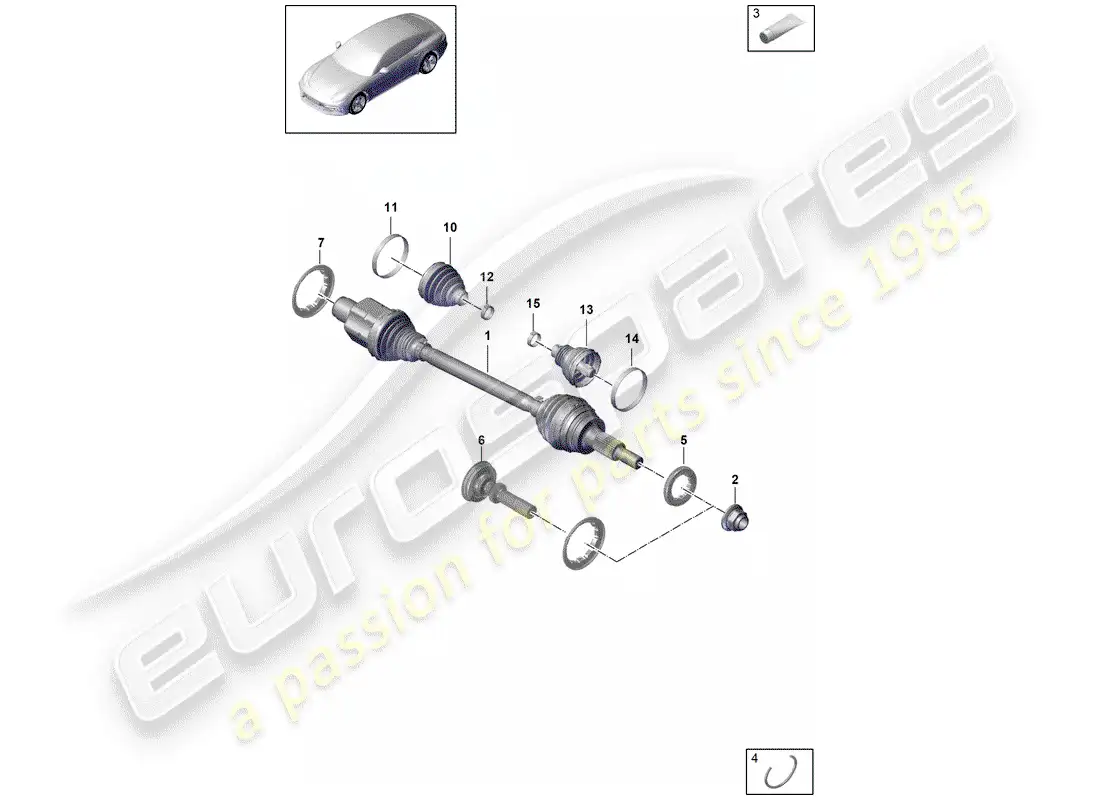 porsche 2017 (panamera 971-1) eje de accionamiento diagrama de piezas