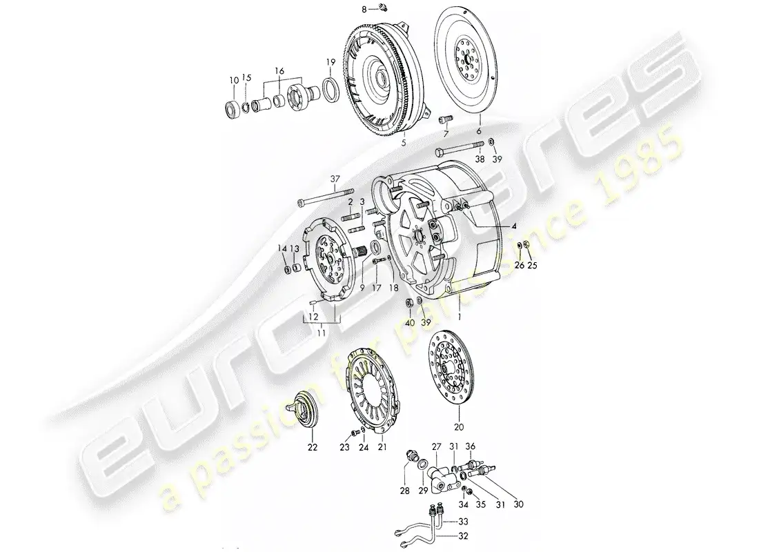 porsche 1967 (911/912) convertidor de par - y - carcasa del convertidor - sportomatic diagrama de piezas