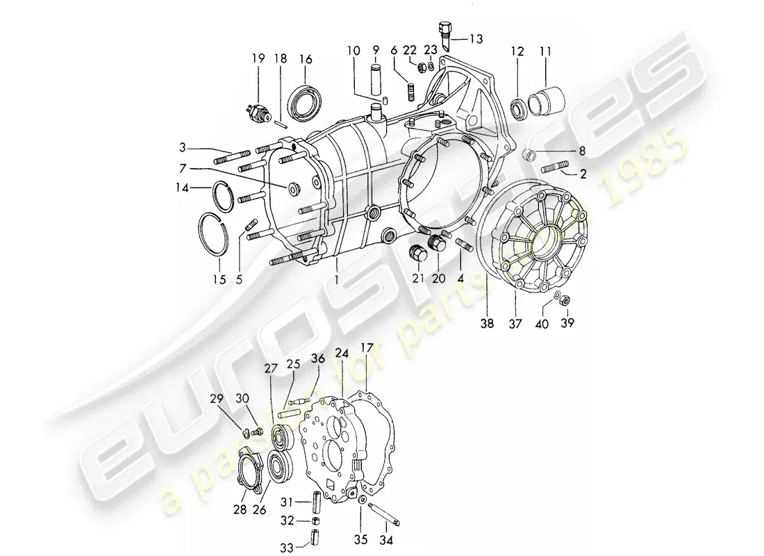 porsche 1966 (911/912) caja de transmisión - sportomatic diagrama de piezas