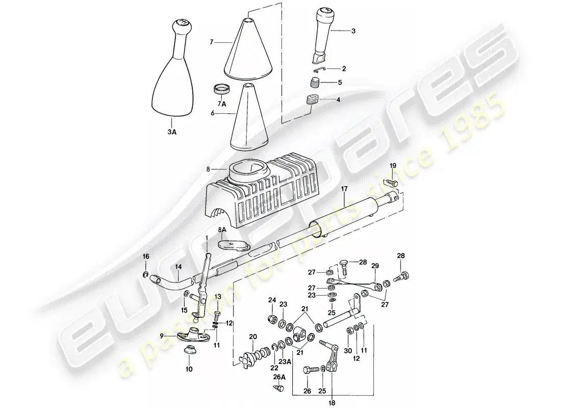 porsche 1987 (924s) mecanismo de cambio - para - caja de cambios manual diagrama de piezas