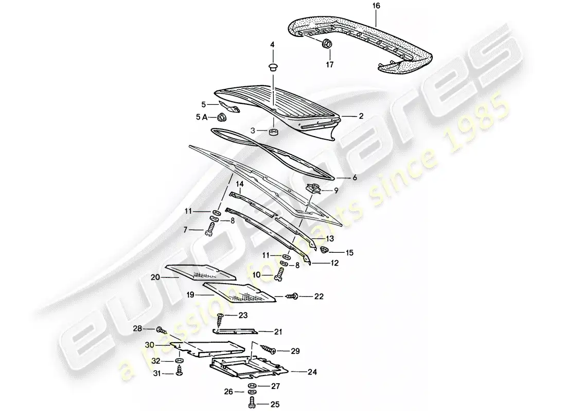 porsche 1985 (911) alerón trasero diagrama de piezas
