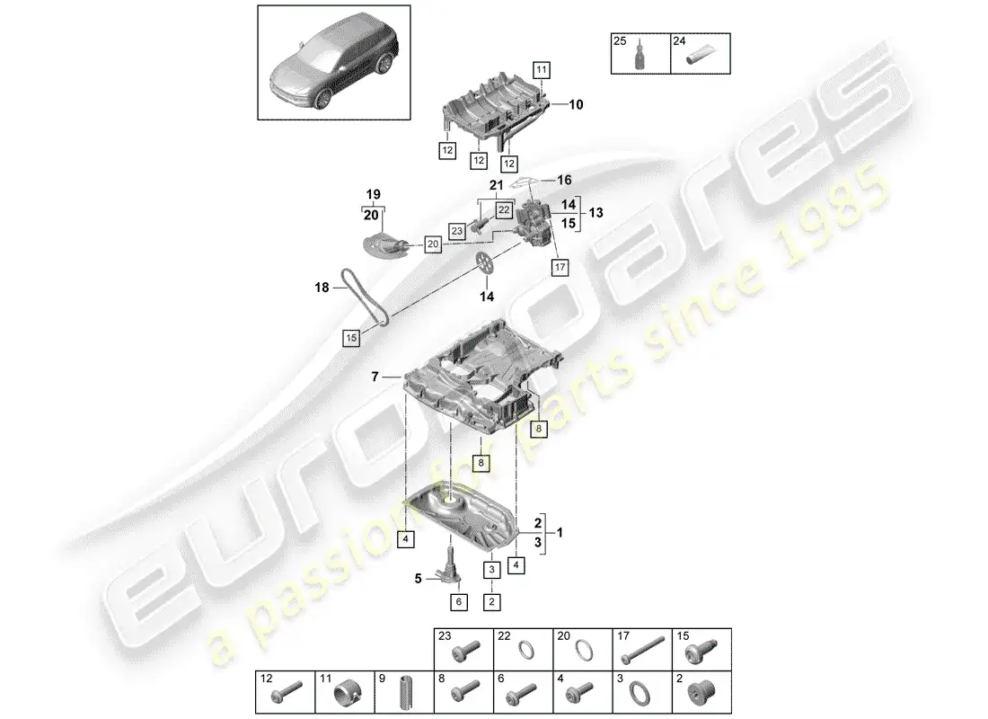 porsche 2020 (cayenne e3 9ya/9yb) oil-conducting housing diagrama de piezas