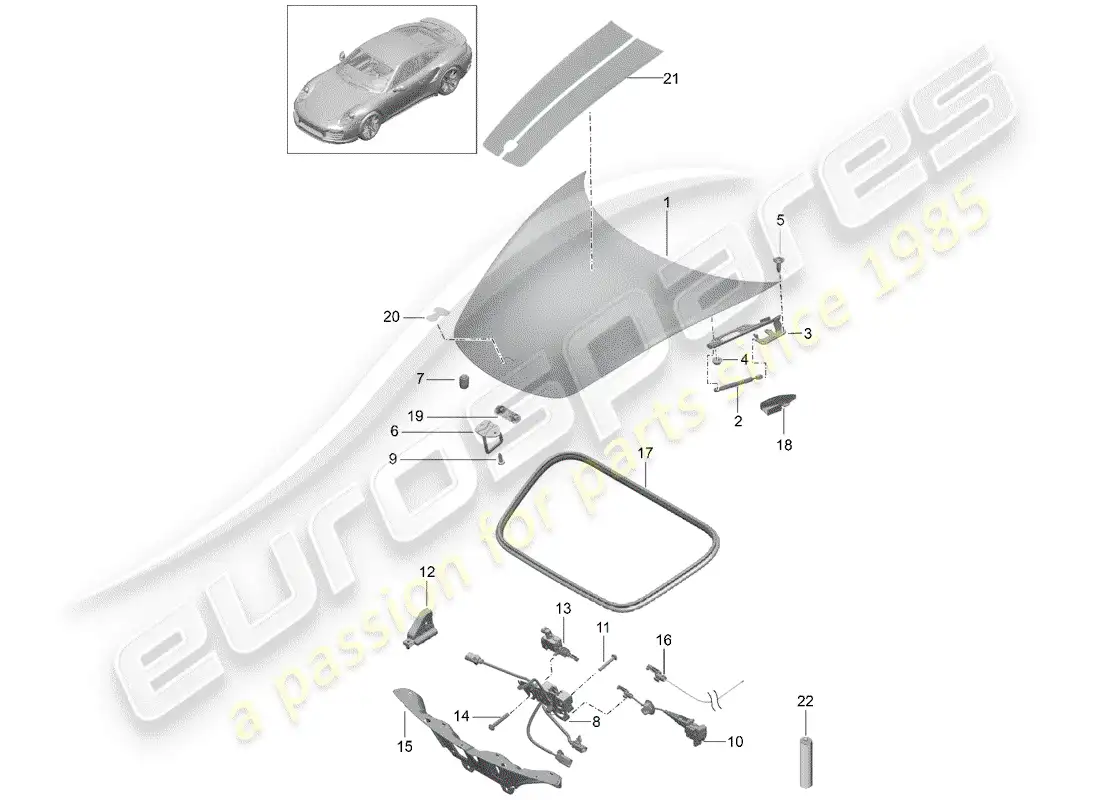 porsche 2014 (991-1 turbo) cubrir diagrama de piezas