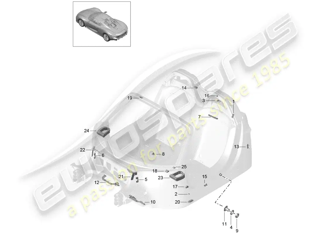 porsche 2015 (918 spyder) concepto de reparación especial diagrama de piezas