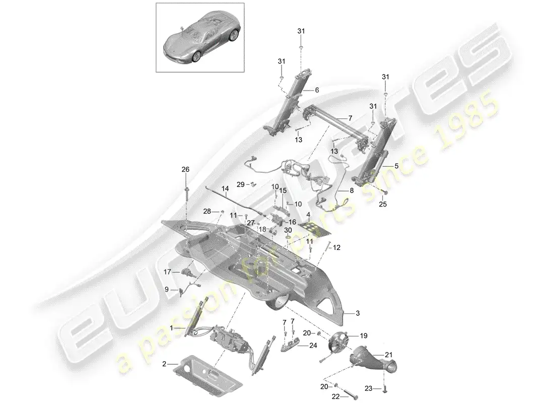 porsche 2015 (918 spyder) unidad de accionamiento para diagrama de piezas