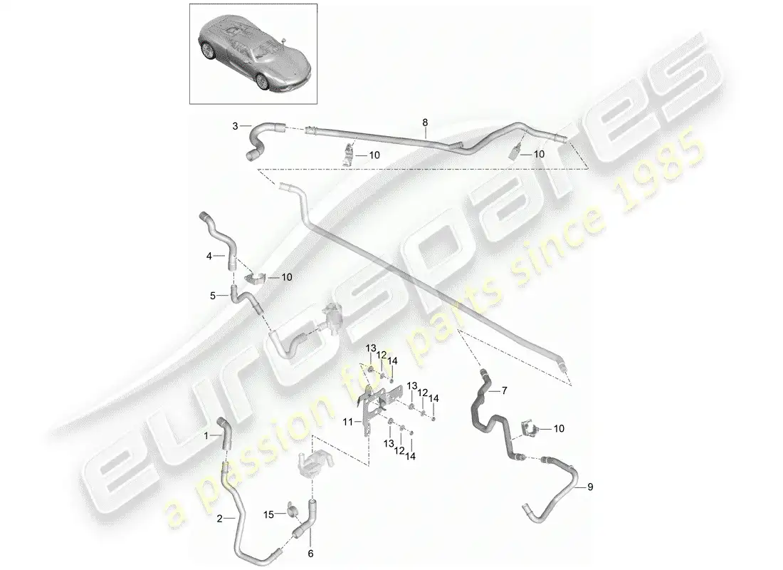 porsche 2015 (918 spyder) calentador diagrama de piezas