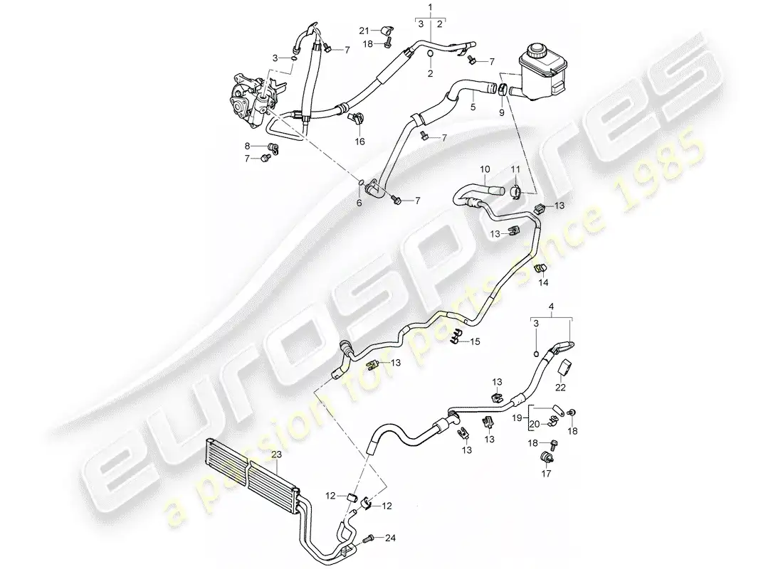 porsche 2007 (cayenne e1 9pa) dirección asistida diagrama de piezas