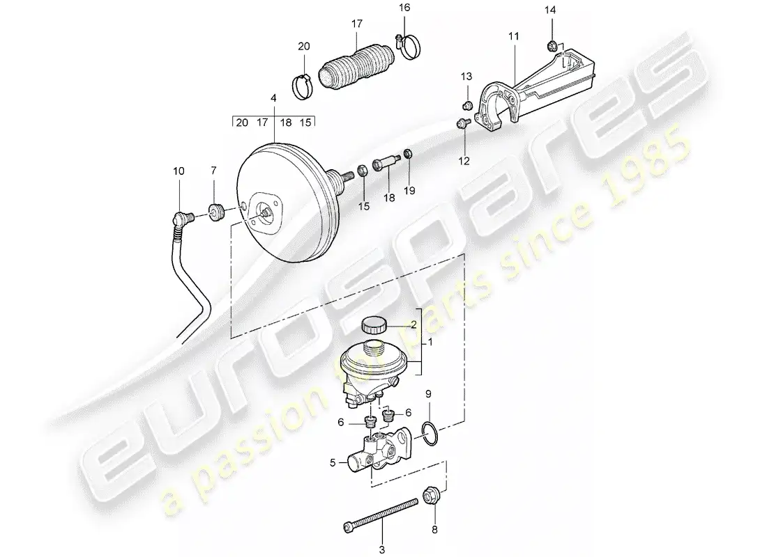 porsche 2006 (997-1) cilindro maestro del freno diagrama de piezas