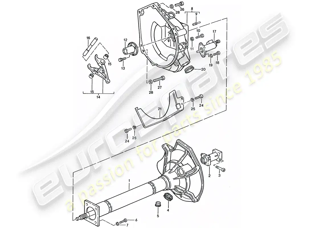 porsche 1990 (944) tubo central - para - caja de cambios manual diagrama de piezas