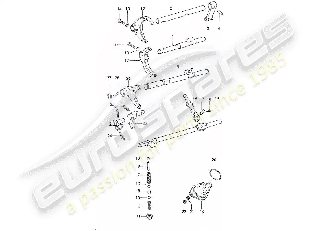 porsche 1967 (911/912) varillas de cambio - horquillas de cambio - sportomatic diagrama de piezas
