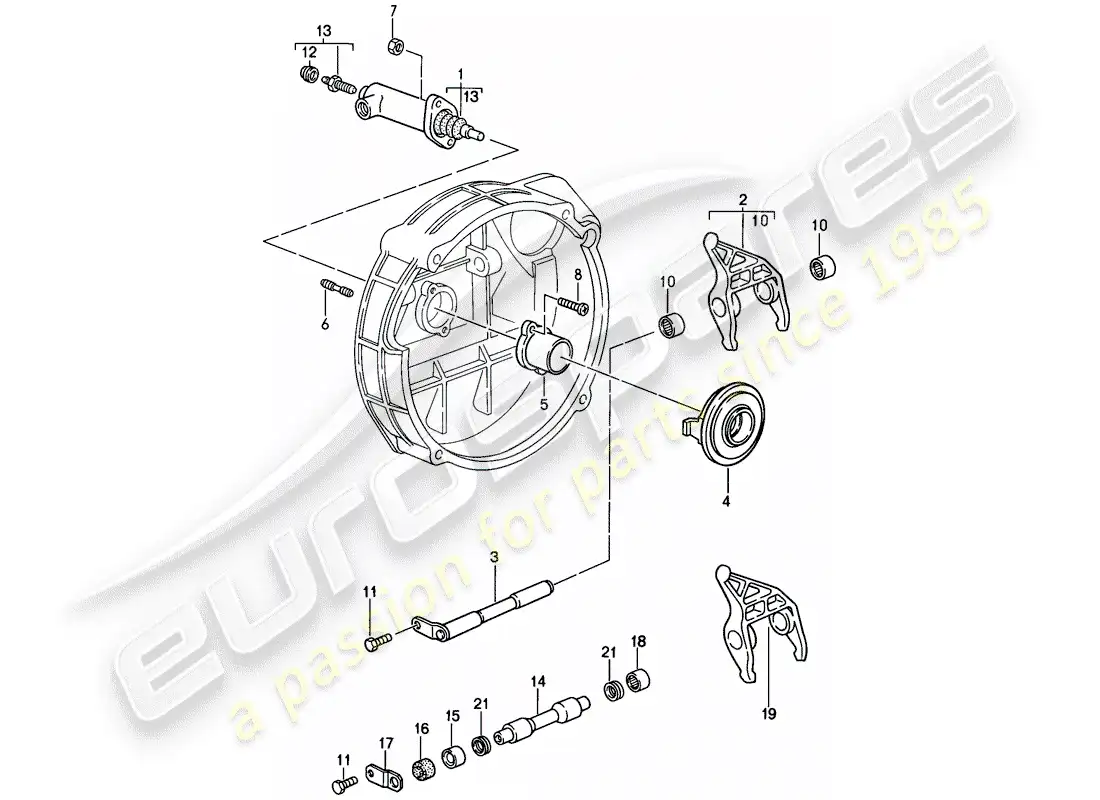 porsche 1987 (911) liberación del embrague - hidráulico diagrama de piezas