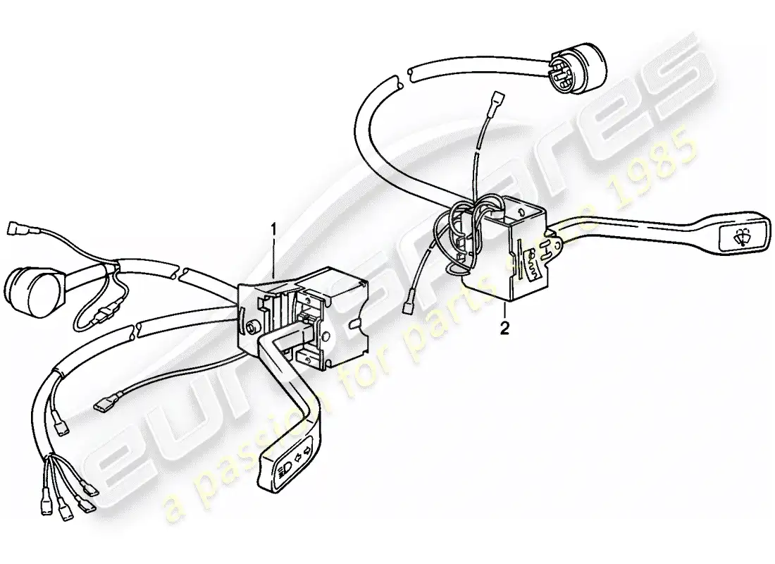porsche 1985 (911) interruptor de la columna de dirección diagrama de piezas