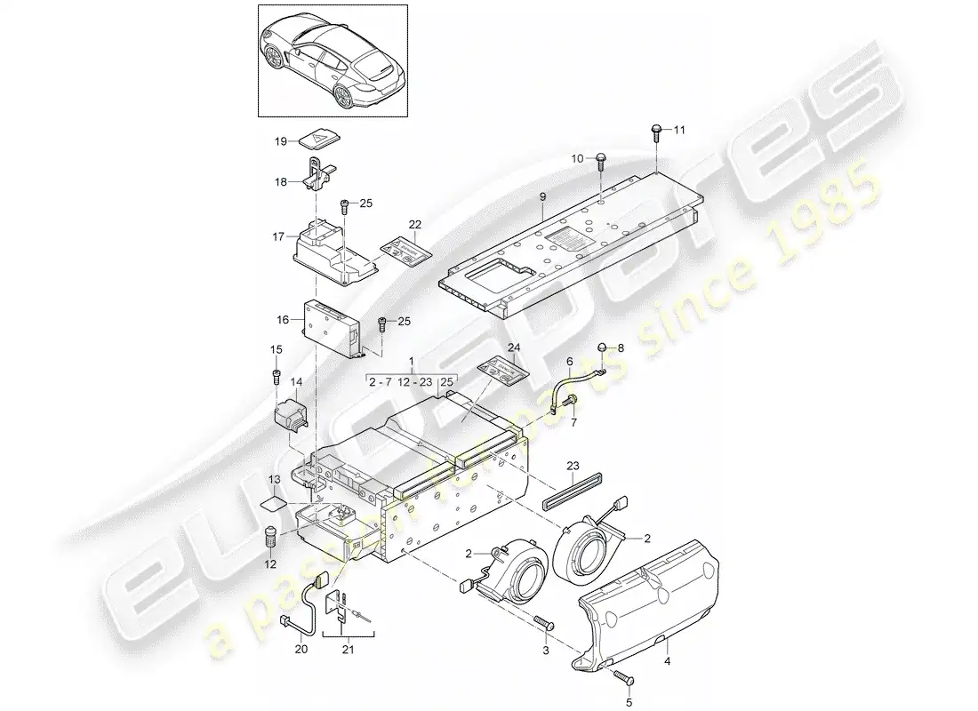porsche 2014 (panamera 970) híbrido diagrama de piezas