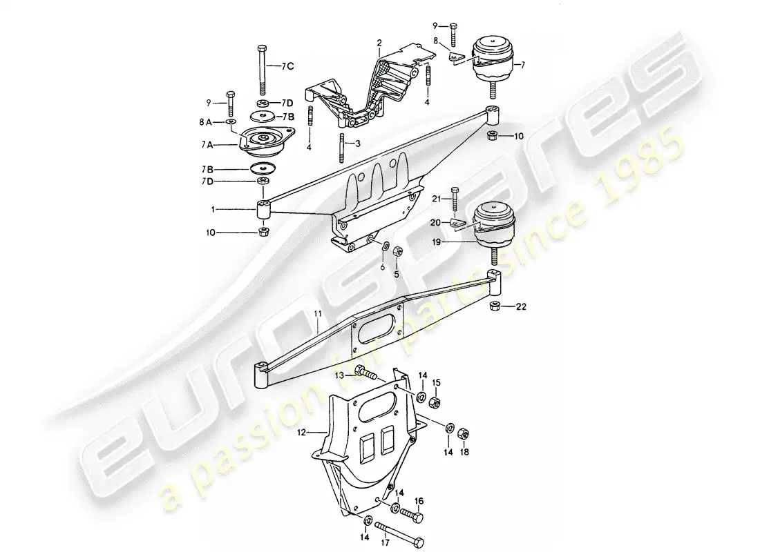 porsche 1992 (964) suspensión del motor diagrama de piezas