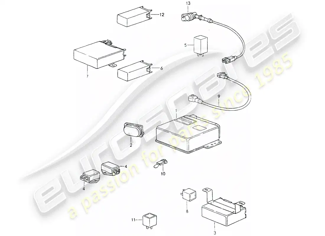 porsche 1989 (964) unidades de control diagrama de piezas