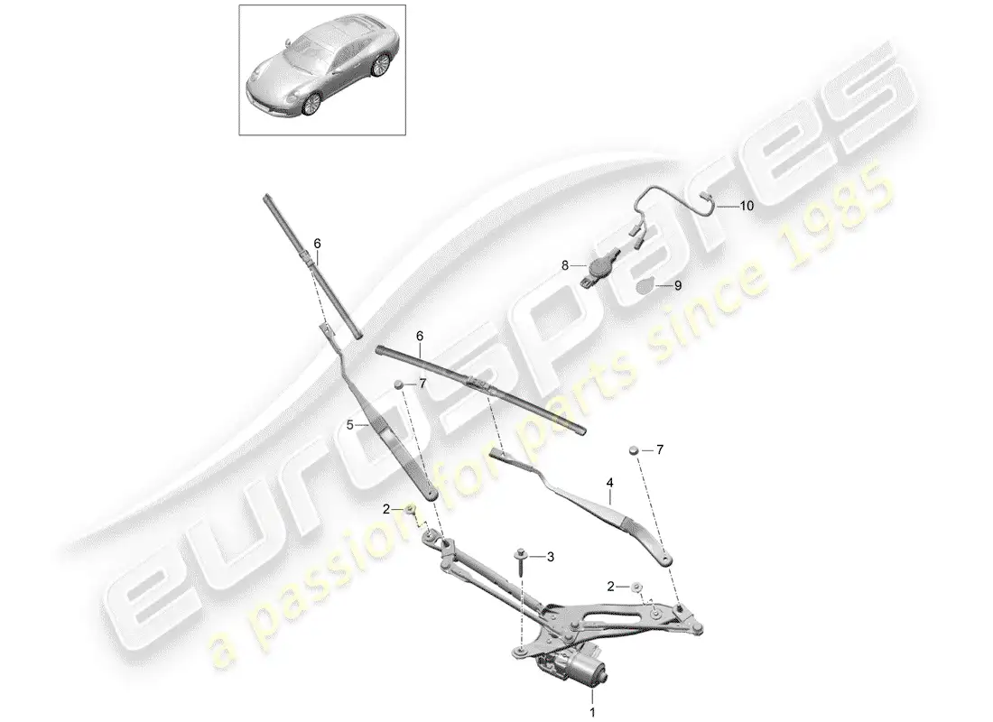 porsche 2020 (991-2) sistema limpiaparabrisas compl. diagrama de piezas