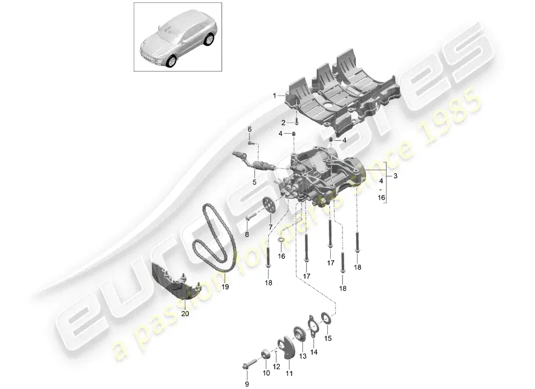 porsche 2015 (macan) placa deflectora de aceite diagrama de piezas