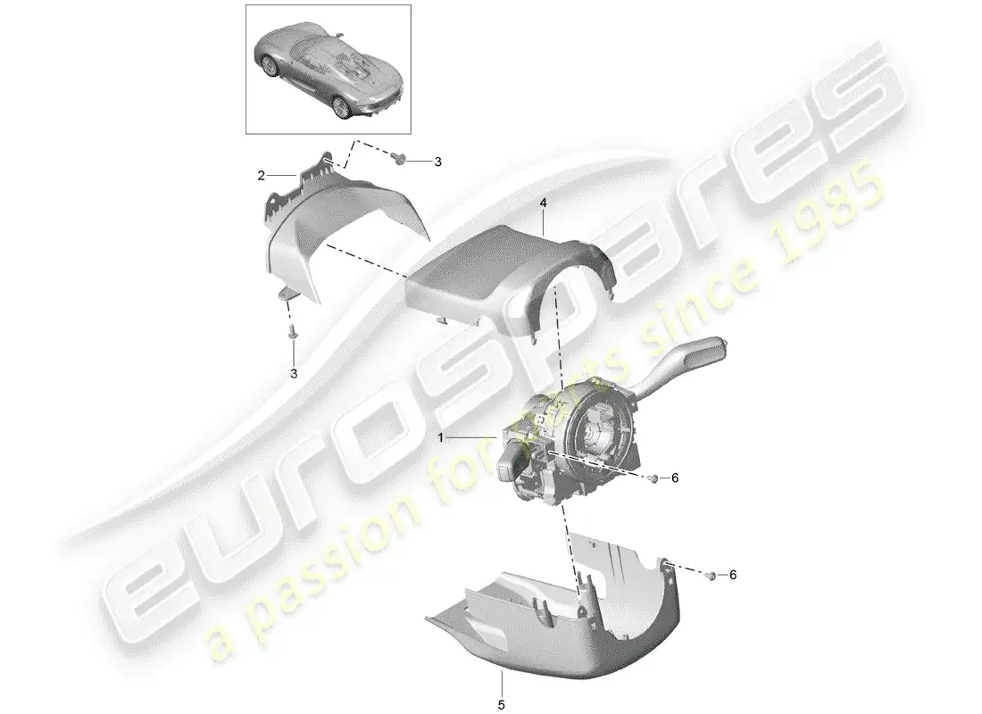 porsche 2015 (918 spyder) interruptor de la columna de dirección diagrama de piezas