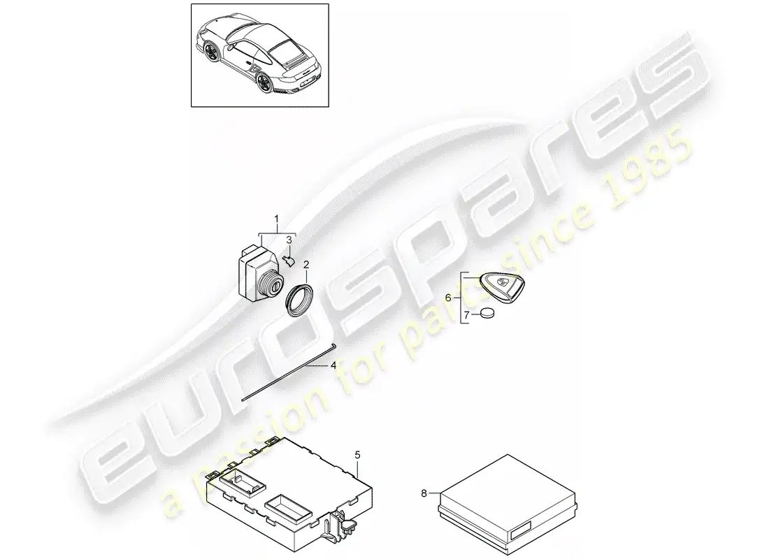 porsche 2013 (997-2 turbo / gt2 rs) unidades de control diagrama de piezas