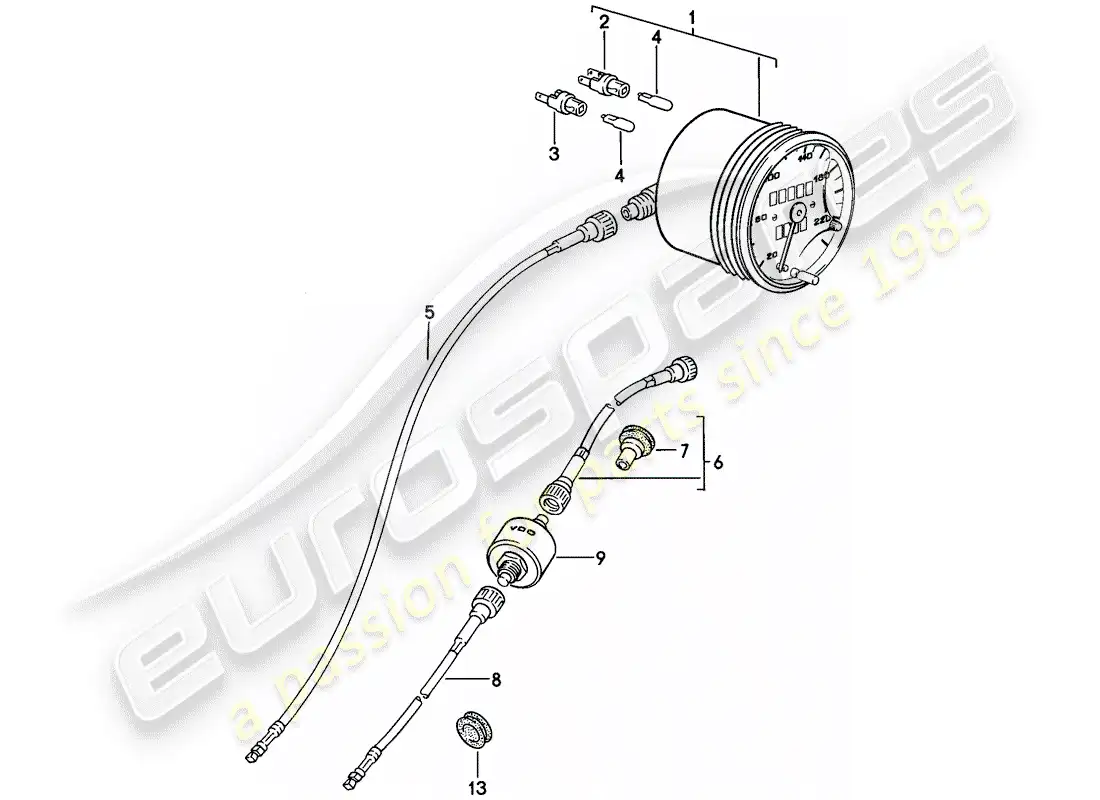 porsche 1979 (924) velocímetro diagrama de piezas
